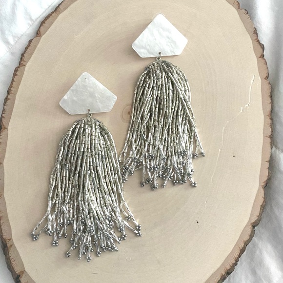 Anthropologie Bead Tassel Statement Earrings - Picture 6 of 13